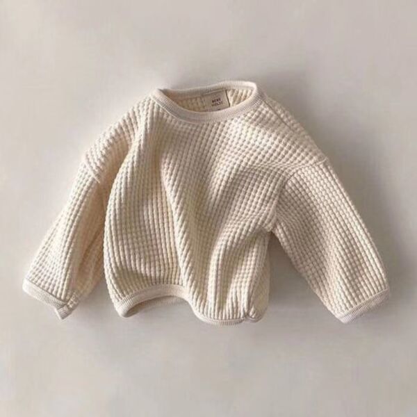 Baby Solid Color Waffle Long Sleeve Top Baby Clothes In Bulk KT166212 beige