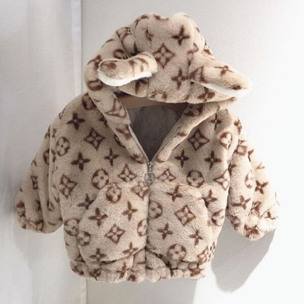 9M-4Y Brown Fleece Warm Bear Hat Coat Plush Jacket Baby Wholesale Clothing KKHQV491483