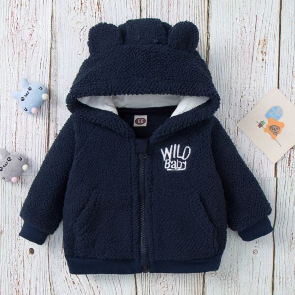 0-24M Fleece Coral Thicken Zipper Coat With Ear Hat Jacket Baby Wholesale Clothing KKHQV491799