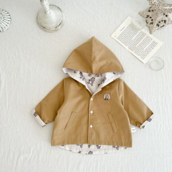 3-24M Windcoat Solid Color Bunny Print Jacket With Hat Baby Wholesale Clothing KKHQV491809