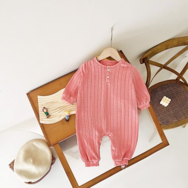 3M-3Y Soft Romper Thick Line Sweater Long Sleeve Button Onesies Jumpsuit Baby Wholesale Clothing KJV492040
