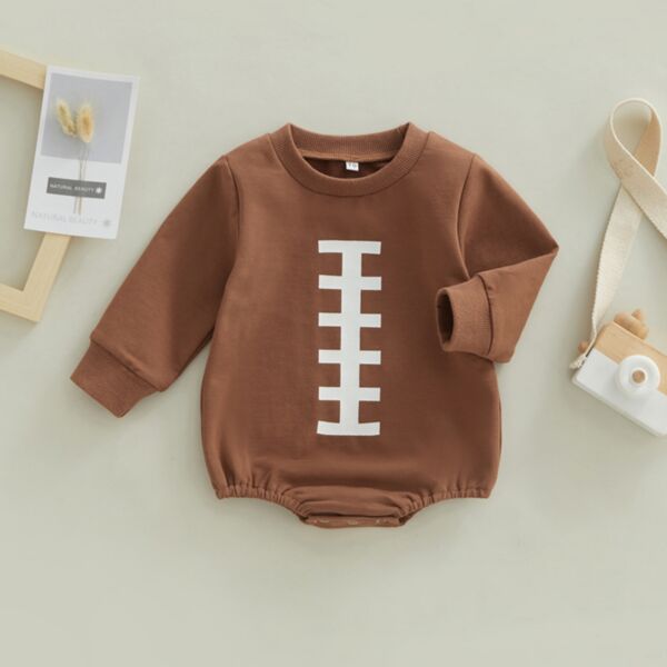 0-18M Line Print Solid Brown Long Sleeve Romper Junpsuit Baby Wholesale Clothing KJV491840