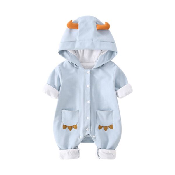 0-12M Baby Cartoon Shape Pockets Decor Hooded Jumpsuit Wholesale Baby Clothes In Bulk KBLV387129