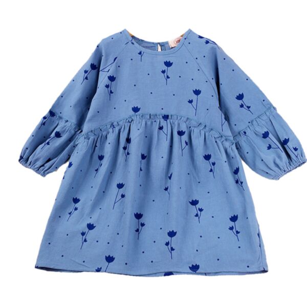18M-6Y Toddler Girls Puff Long Sleeve Floral Polka Dots Dress Wholesale Girls Fashion Clothes KDV387156