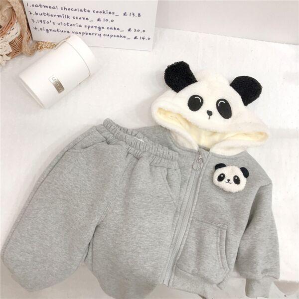 1-6Y Panda 2PCS Set Hooded Coat Pants Warm Wholesale Kids Clothes KSV440156