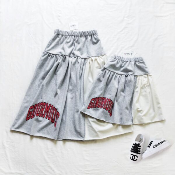 Mommy And Me Wholesale Letter Contrast Patchwork Skirts KSKV387012