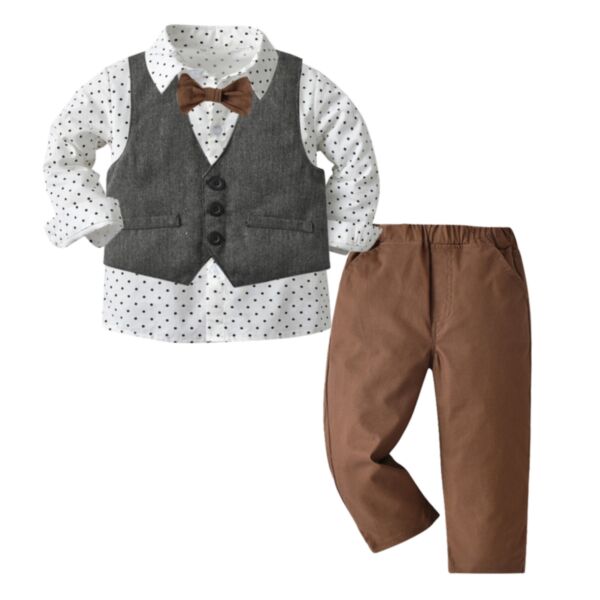 12M-6Y Toddler Boys Suit Sets Polka Dots Shirts & Vest & Pants Wholesale Boy Boutique Clothes KSV387122