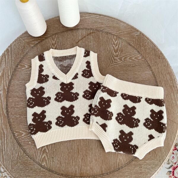 0-18M Baby Set Bear Knitted Sweater Vest & Shorts Wholesale Baby Clothing KSV387149