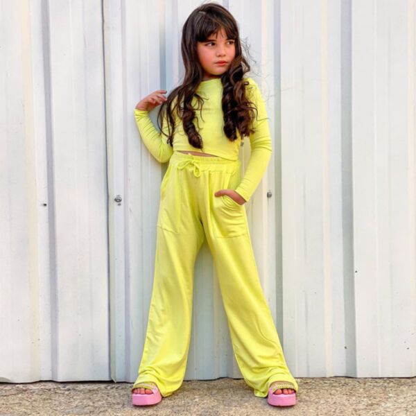 18M-7Y Toddler Girls Sets Yellow Long Sleeve Tops & Mopping Pants Wholesale Girls Fashion Clothes KSV387243