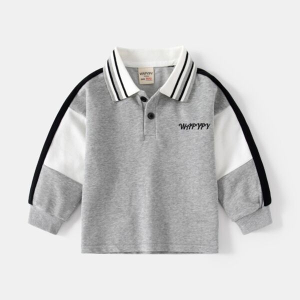 18M-6Y Toddler Boys Letter Embroidered Long Sleeve Lapel Polo Shirt Wholesale Boys Clothes KTV387094