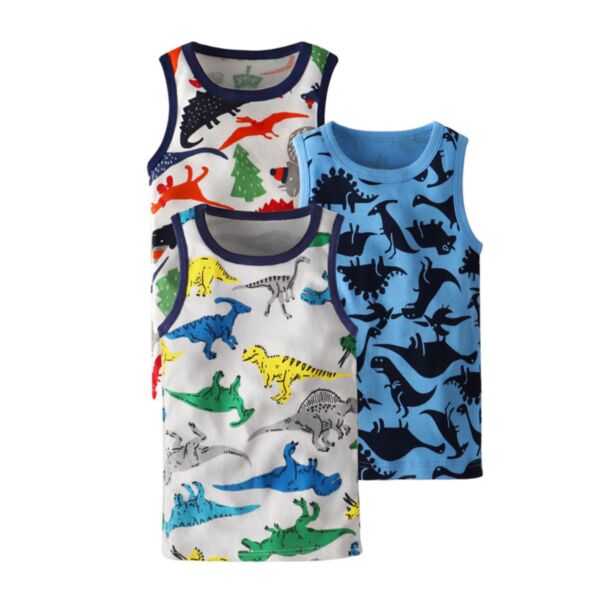 18M-7Y Toddler Boys Summer Cartoon Dinosaur Tank Tops Wholesale Boys Clothing KTV387127