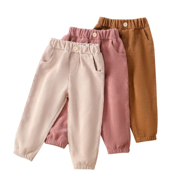 18M-8Y Kids Girls Solid Colour Corduroy Casual Trousers Wholesale Trendy Kids Clothing KWPV387041