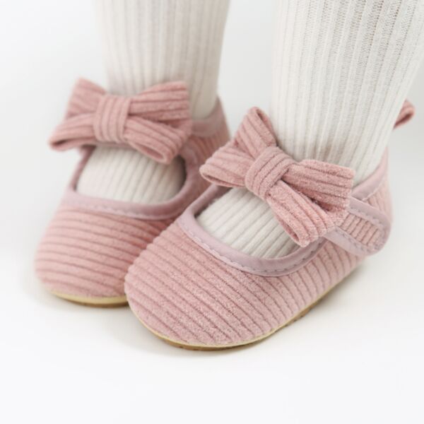 Pure Color Corduroy Bowknot Wholesale Baby Girl Shoes 21102436