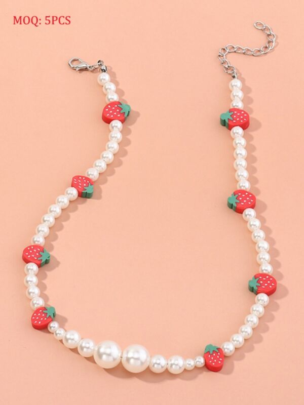 Kid Girl Strawberry Beaded Necklace 210717077