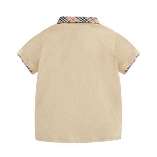 18M-7Y Solid Color Plaid Collar Short Sleeve Polo T-Shirt Wholesale Kids Boutique Clothing KKHQV491994
