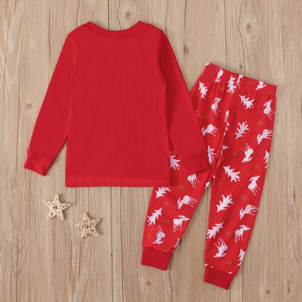 18M-7Y Christmas Red Tops White Deer Print Pullover And Pants Set Pajama Two Pieces Wholesale Kids Boutique Clothing KSV491850