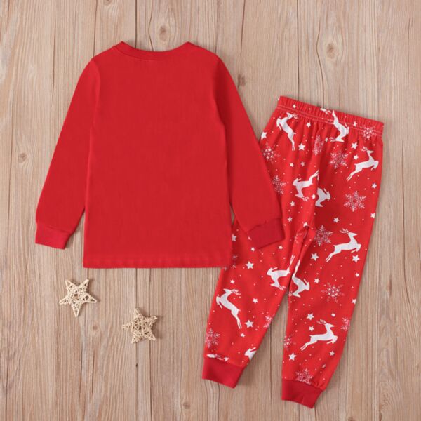 18M-7Y Christmas Red Tops Cartoon Deer Print Pullover And Snowflake Pants Set Pajama Wholesale Kids Boutique Clothing KSV491849
