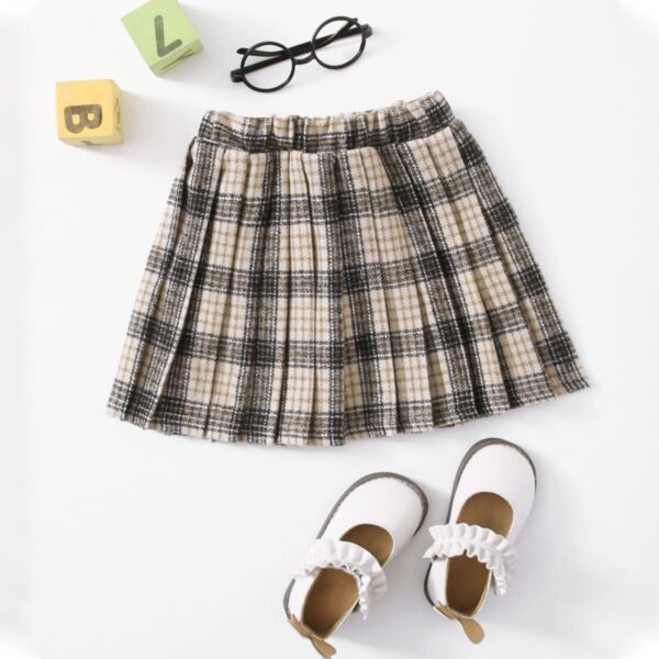 18M-6Y Plaid Pleated Vintage School Style Girl Skirt Wholesale Kids Boutique Clothing KSKV491981