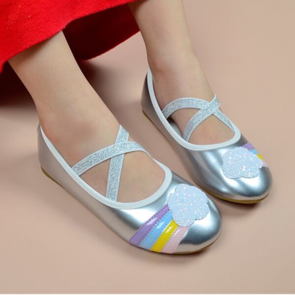 Clouds Rainbow Silver Round Toe Princess Shoes For Girls Trendy Wholesale Shoes V3823030600173