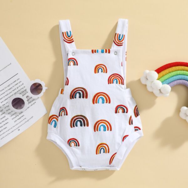 0-12M Rainbow Print Suspender Romper Baby Wholesale Clothing V4923032703