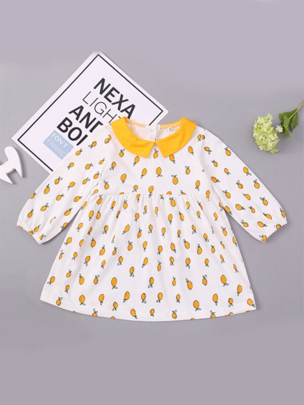 Wholesale Cute Fruits Print Dress Long Sleeve for Baby