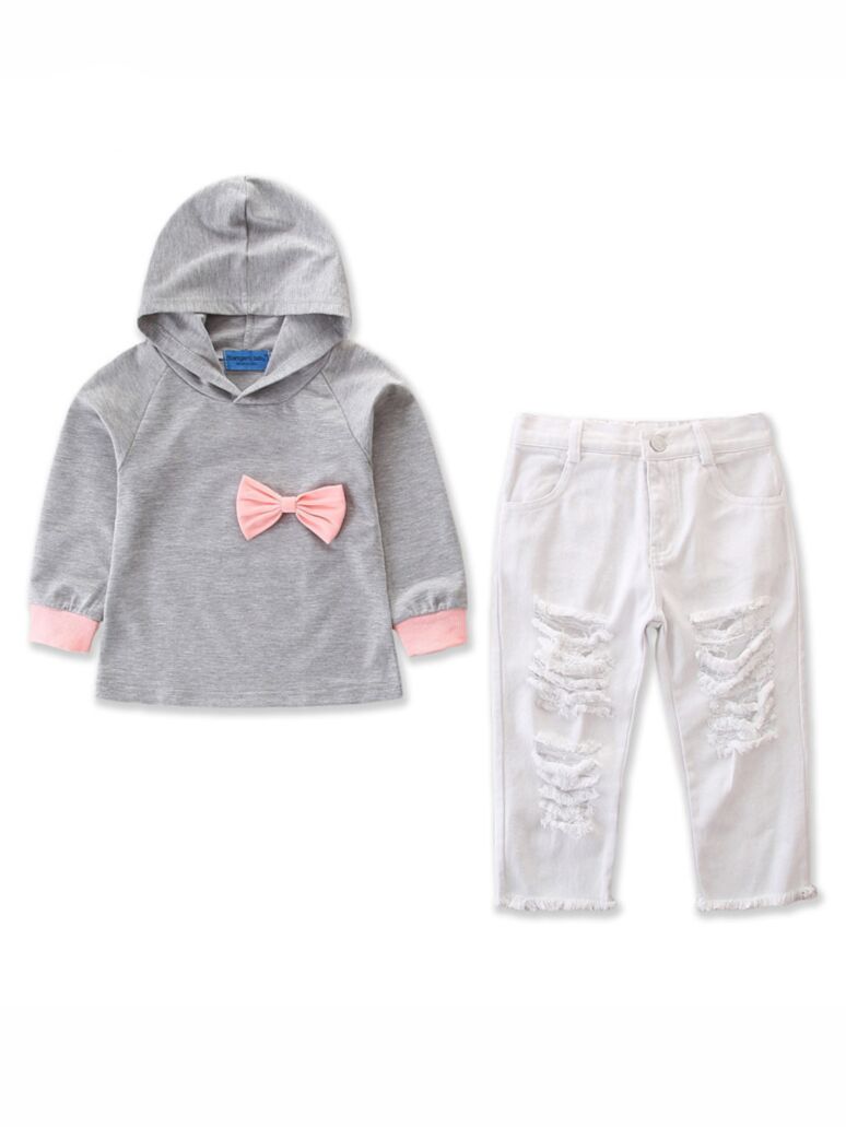 Wholesale 2PCS Baby Toddler Girl Hoodie Clothing Set Bo