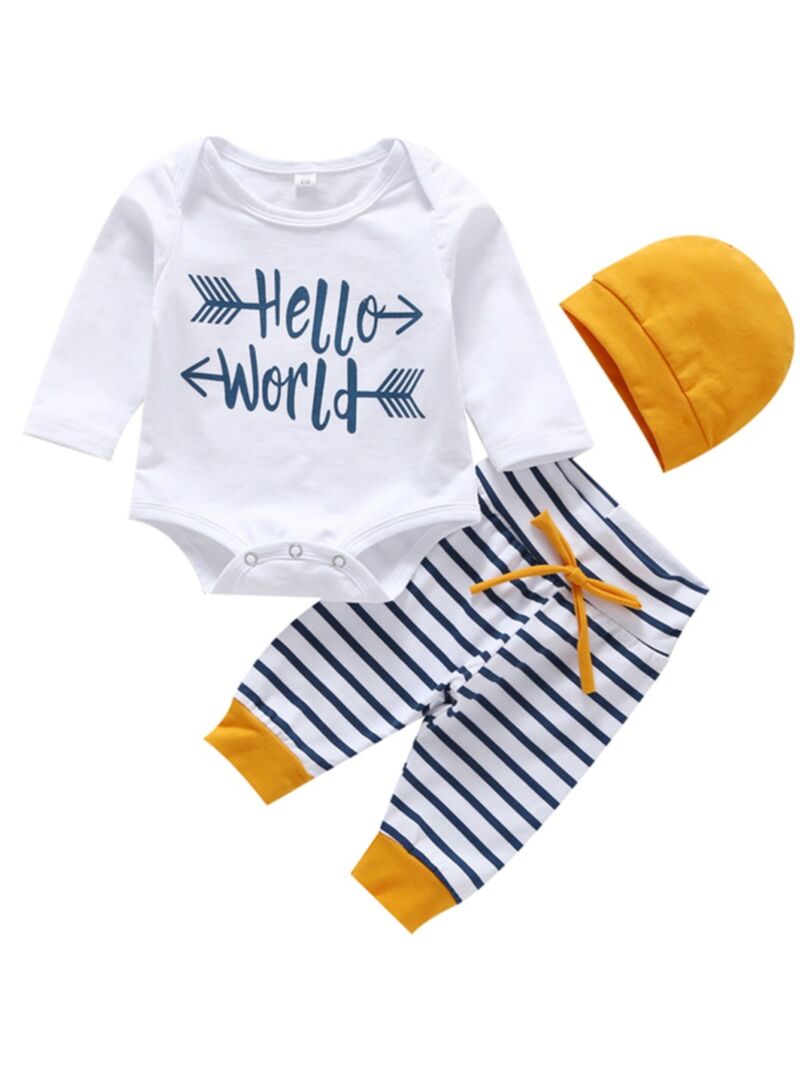 Wholesale 3-Piece Spring Baby Clothes Outfit Hello Worl