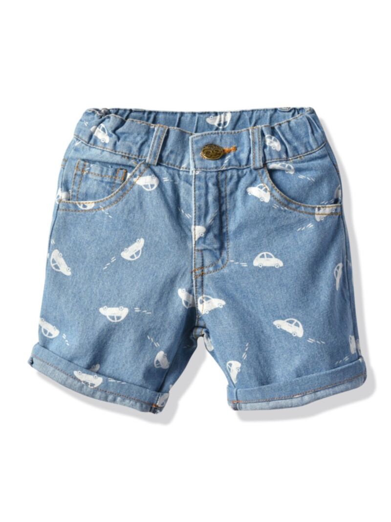 Wholesale Fashion Car Print Toddler Big Boy Denim Short