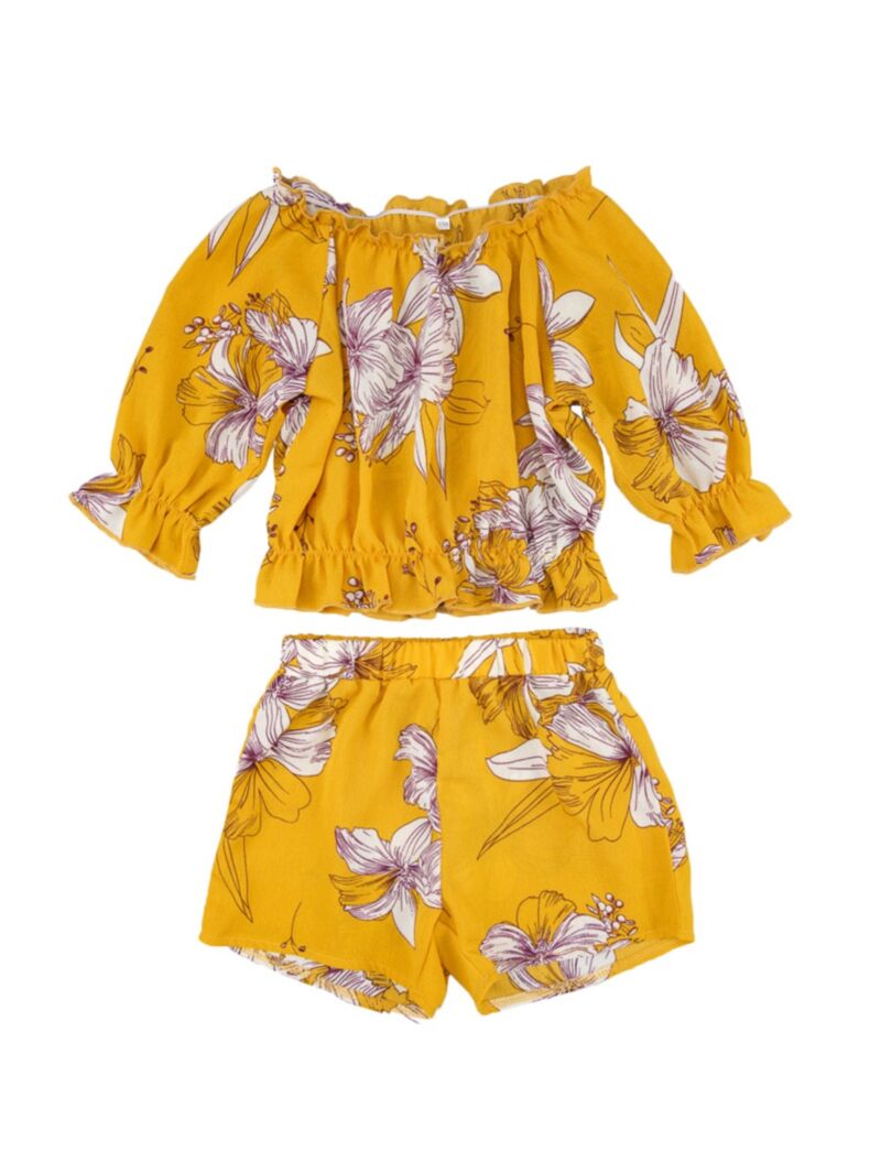 Wholesale 2Piece Flower Clothes Outfit Off Shoulder To