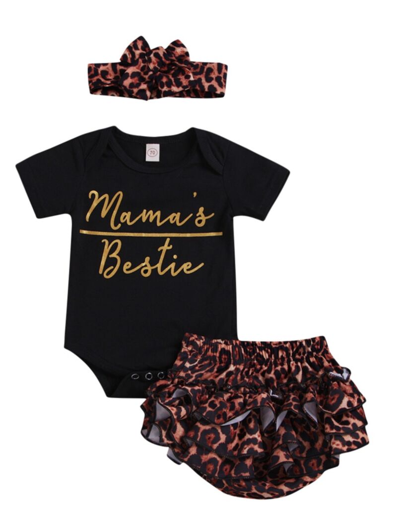Wholesale 3Piece Summer Baby Girl Leopard Print Outfit