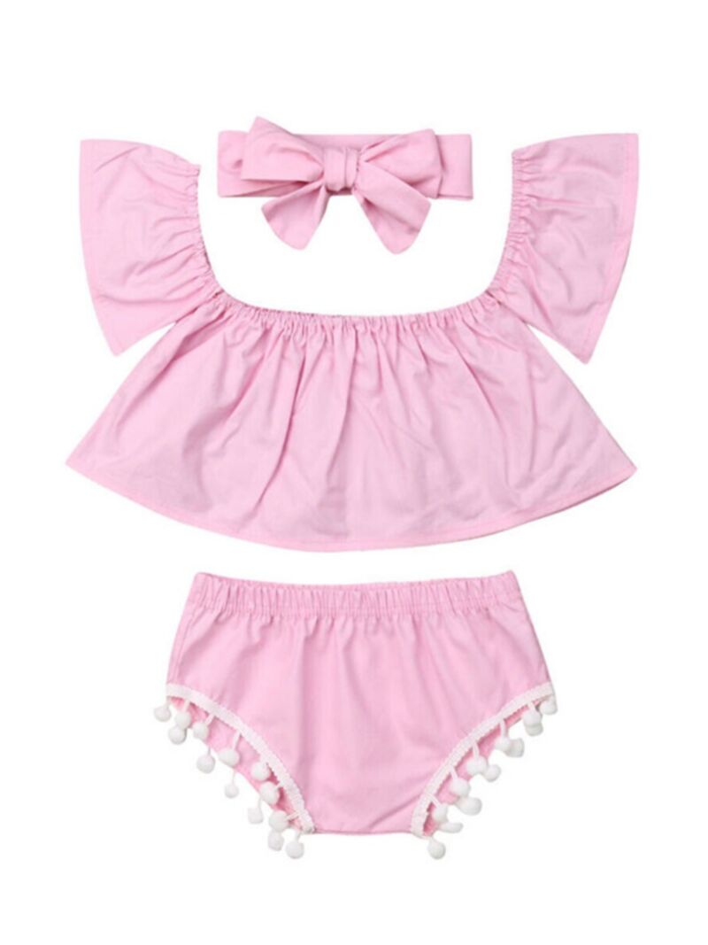 Wholesale 3Piece Baby Girl Pink Clothes Outfits Off Sh