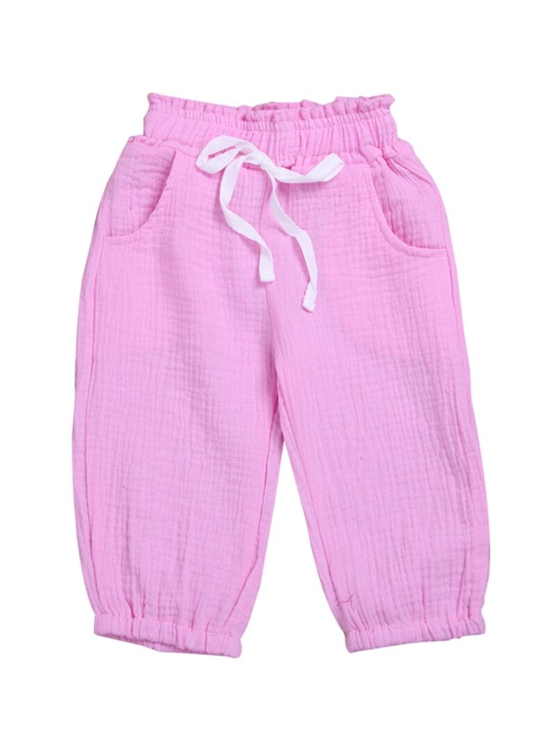 Wholesale Baby Toddler Girl Solid Color Muslin Pants 19