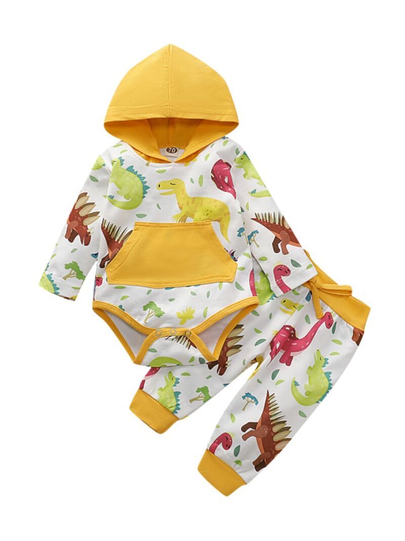 Wholesale 2Piece Fall Baby Dinosaur Clothes Set Hooded