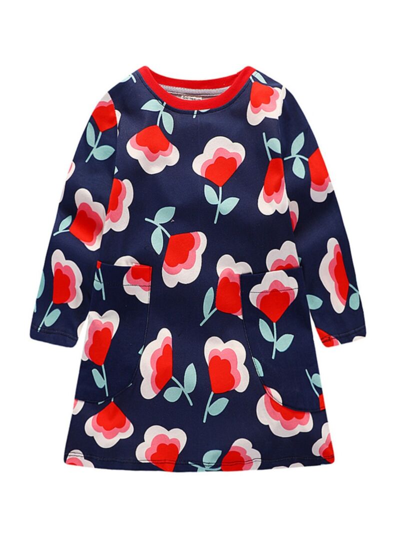Wholesale Stylish Little Girl Flower Shift Dress Longs