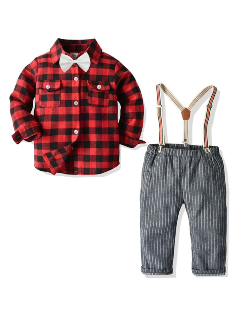 Boys 4PC Set W/ Plaid Pants - Final Sale main image 1