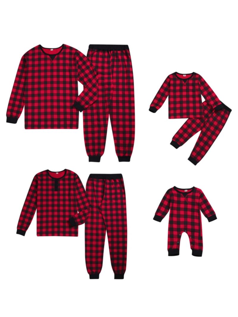 Wholesale Family Matching Red & Black Plaid Nightwear S