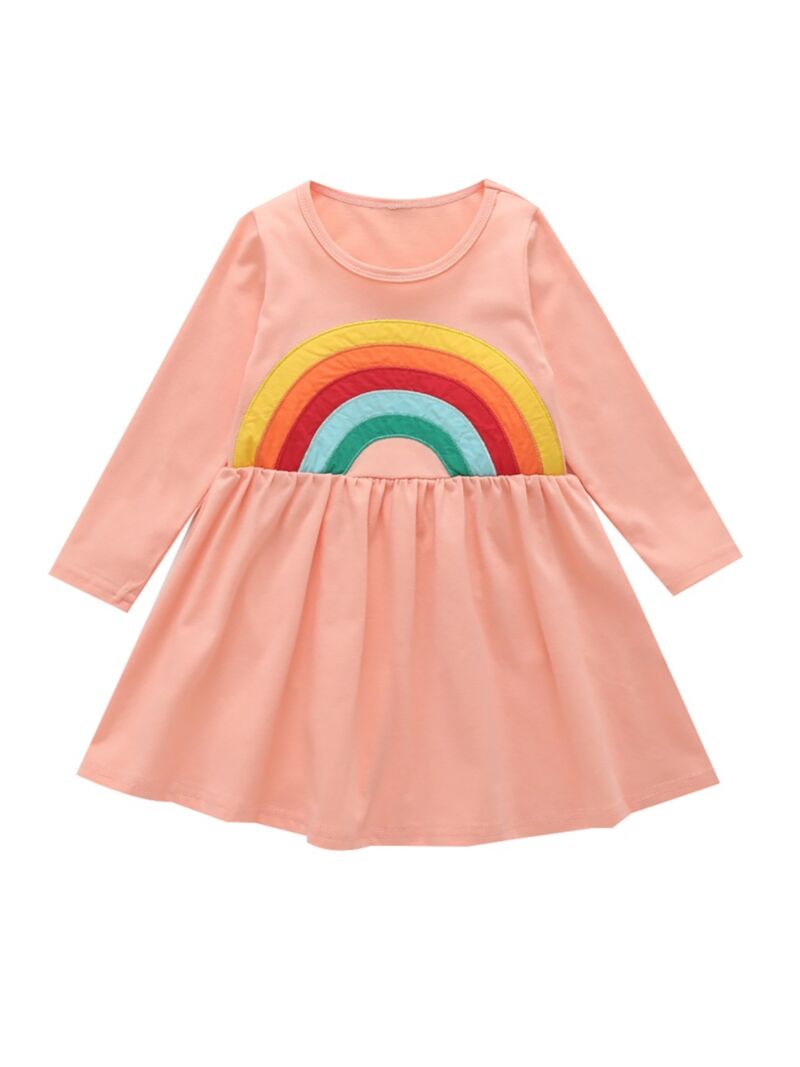 Wholesale Little Girl Rainbow Long Sleeve Dress 1911283