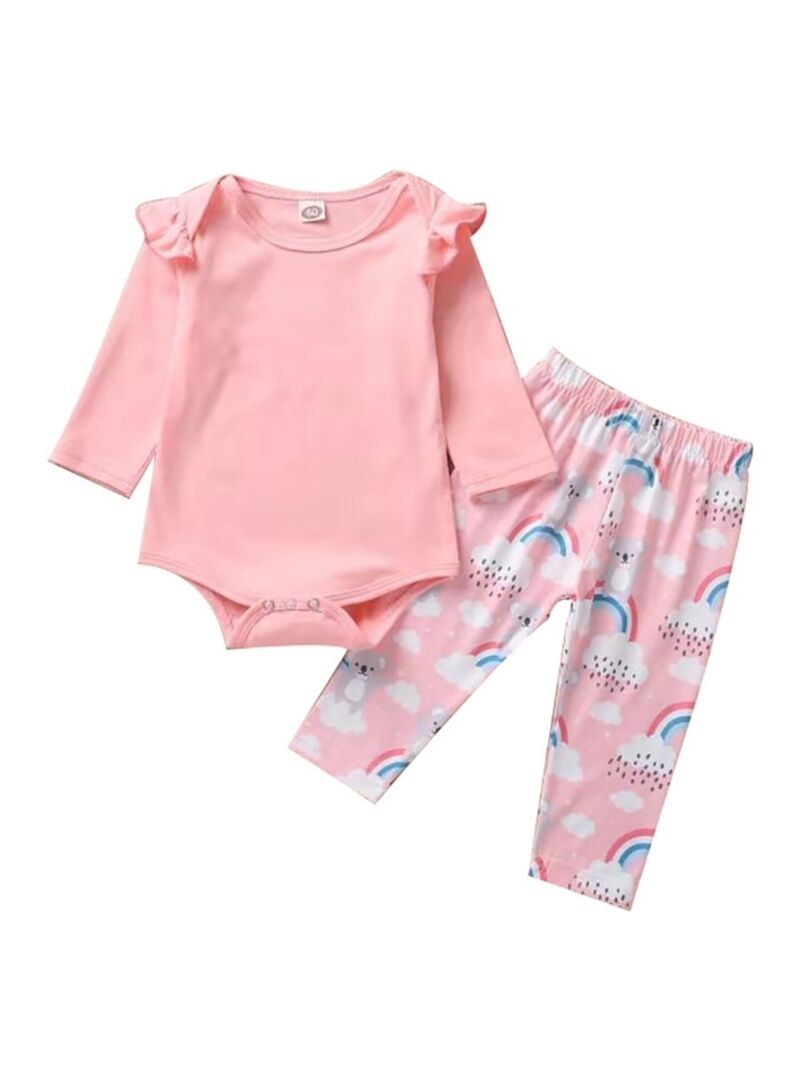 Wholesale 2Piece Spring Baby Girl Pink Onesie Matching