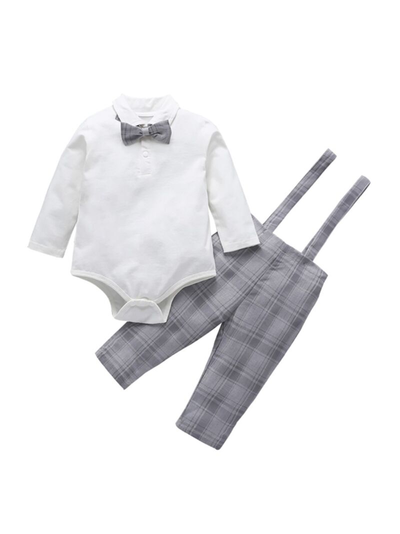 Wholesale 2Piece Spring Baby Boy Bow Tie Bodysuit & Pl