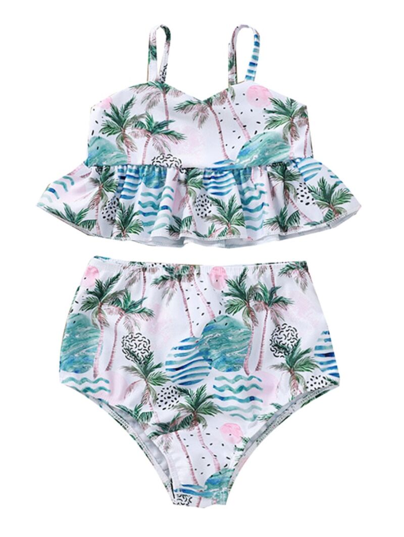 Wholesale 2Piece Little Girl Coconut Tree Tankini Biki