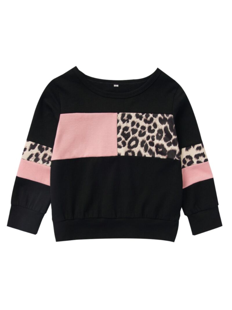 Wholesale Baby Little Girl Leopard Print Sweatshirt 191
