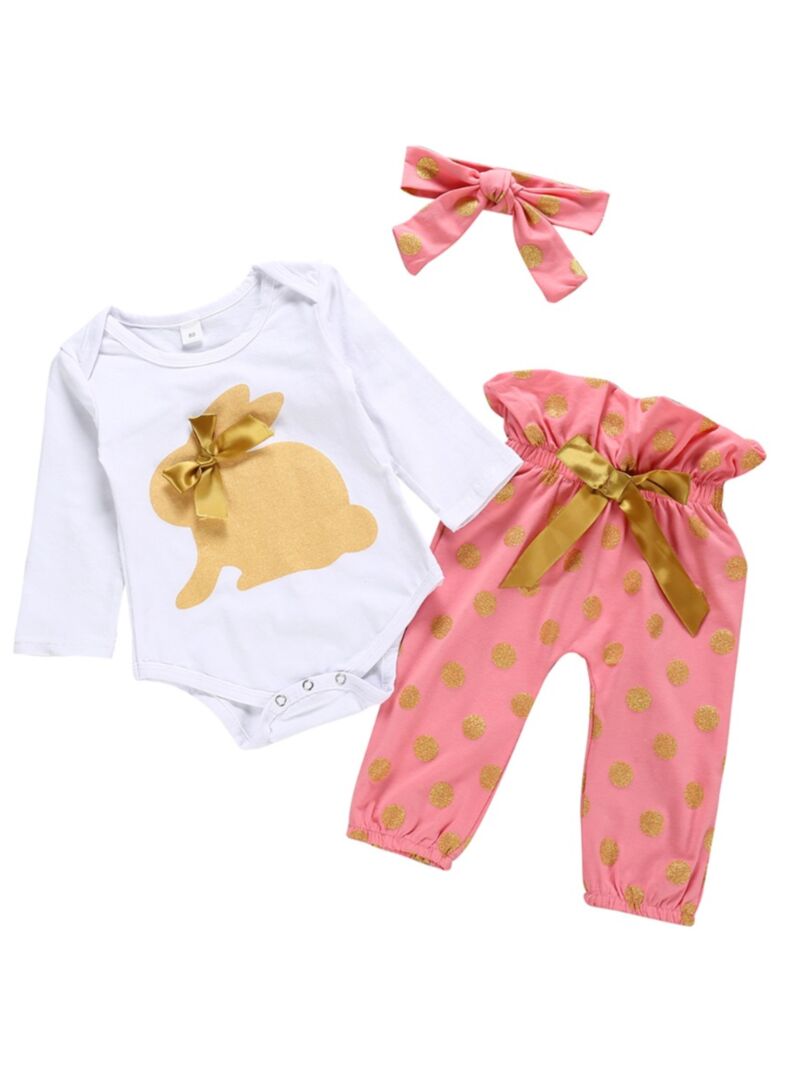 Wholesale 3Piece Baby Girl Bunny Easter Clothes Outfit