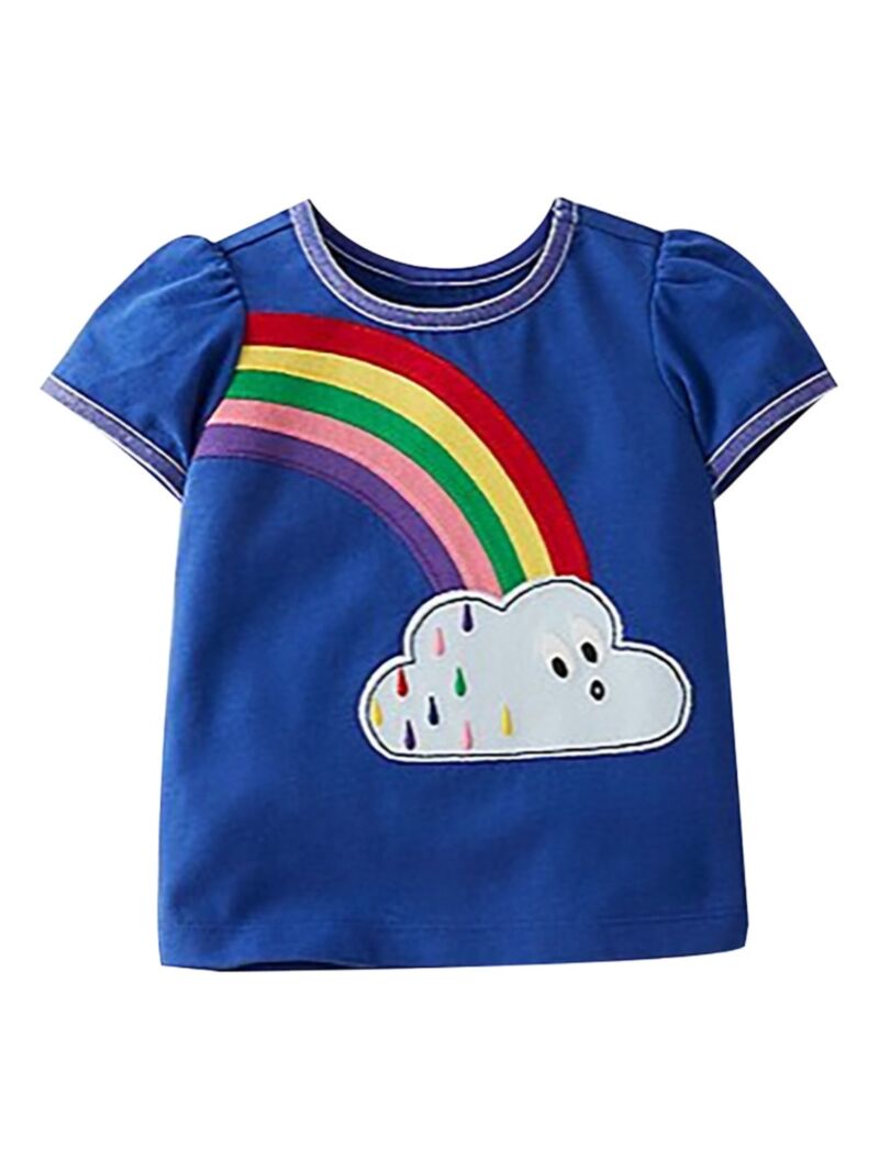 Wholesale 6PACK Summer Little Girl Rainbow Blue Tshir