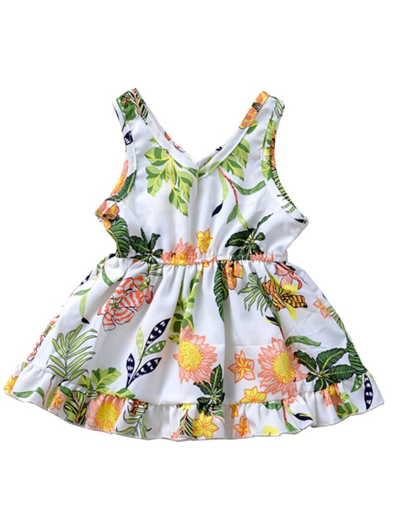 Wholesale Summer Baby Girl V Collar Flower Dress 200215