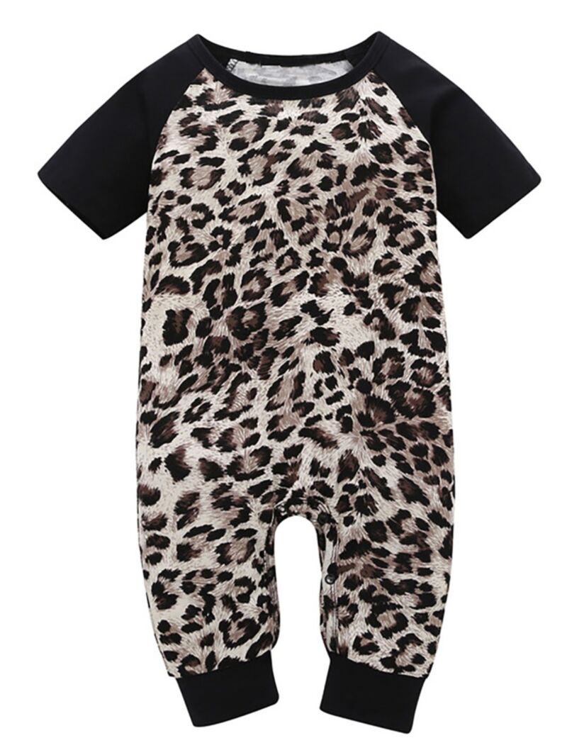 Wholesale Stylish Summer Baby Girl Leopard Print Jumpsu