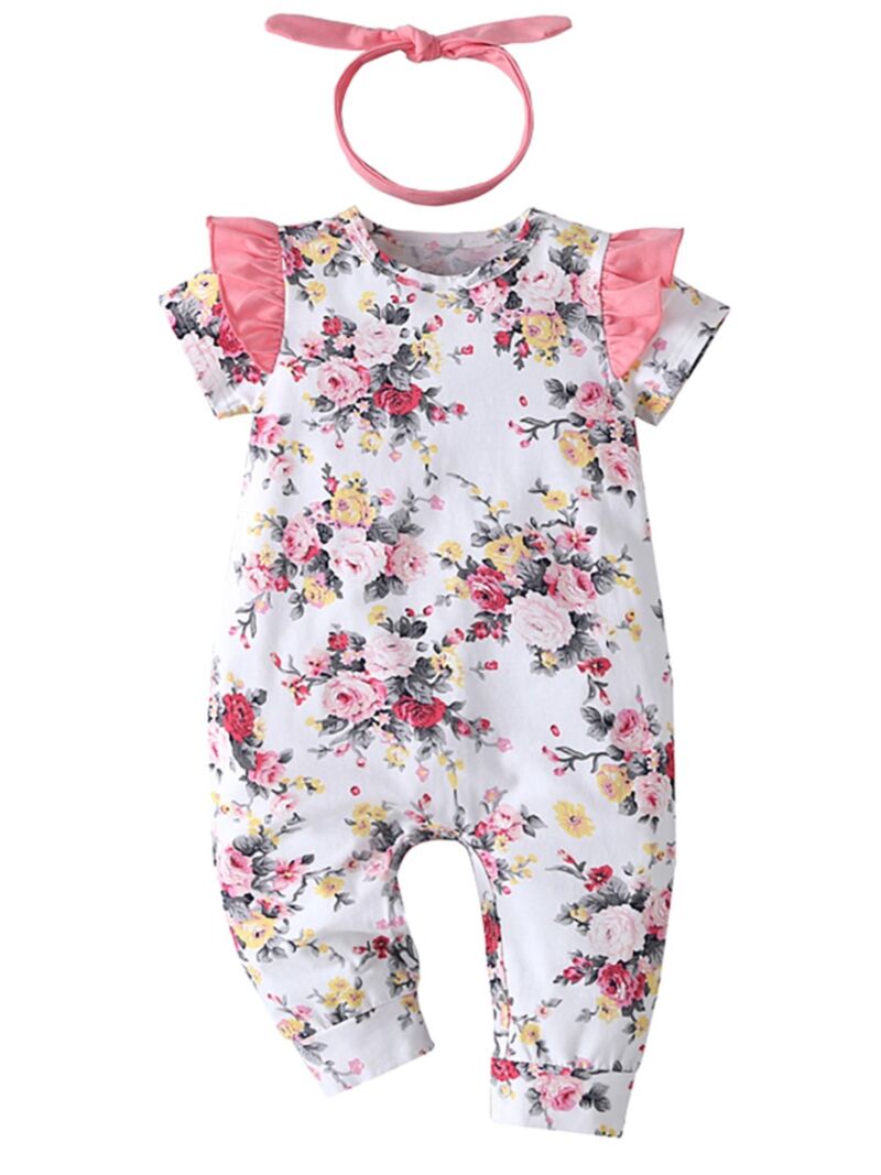 Wholesale 2Piece Chic Baby Girl Flower Jumpsuit Matchi