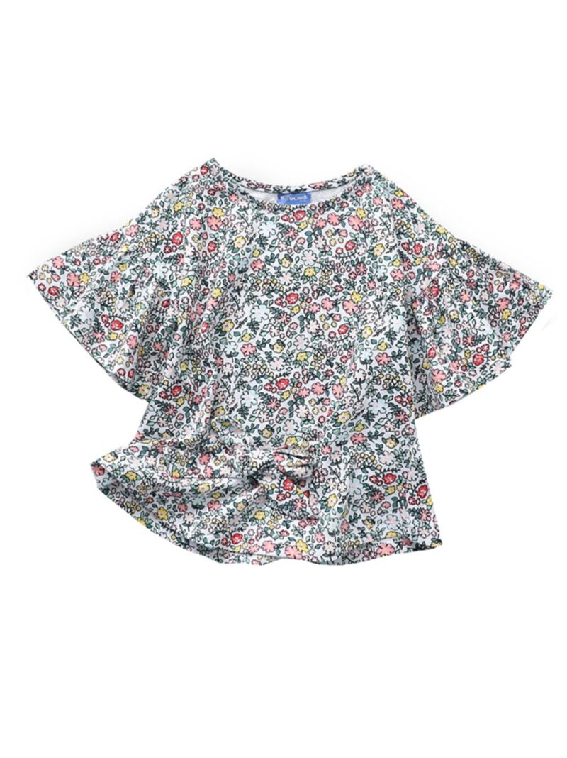 Wholesale Summer Little Girls Mandarin Sleeve Foral Top