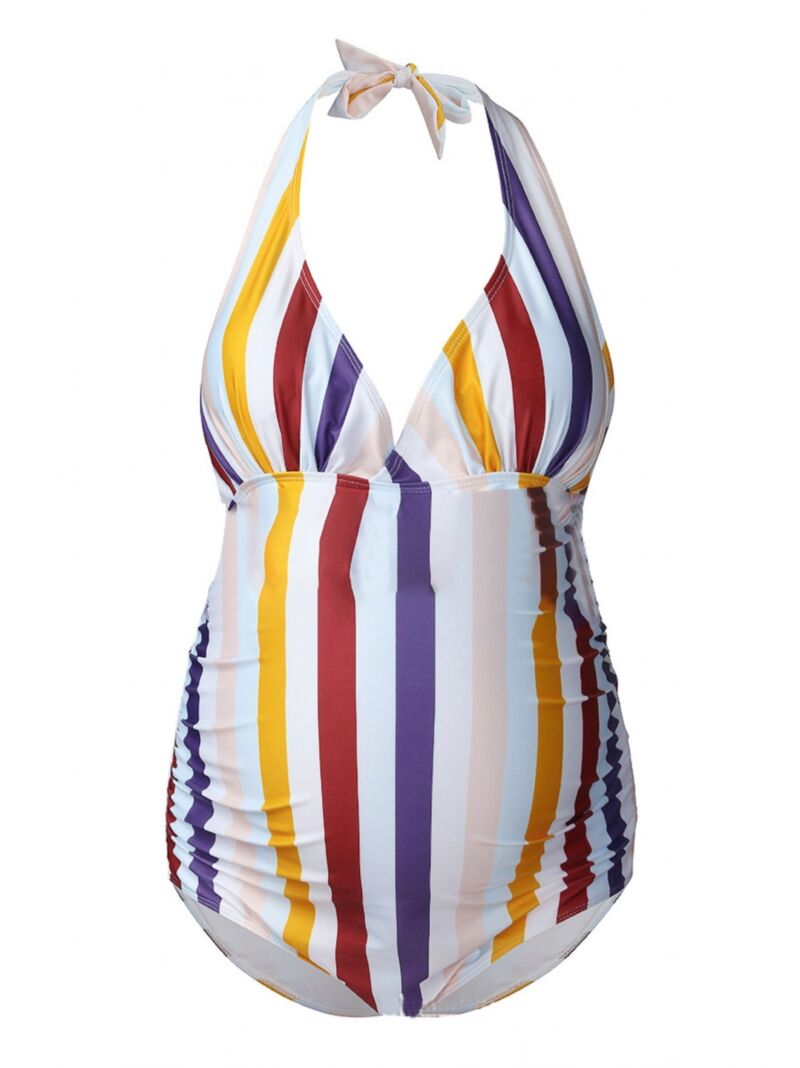 Wholesale Fashion Stripe Halter Neck Maternity Swimsuit