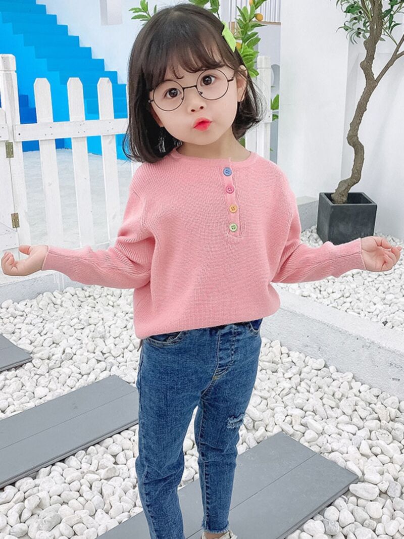 Wholesale Spring Little Girls Solid Color Ribbed Top 20