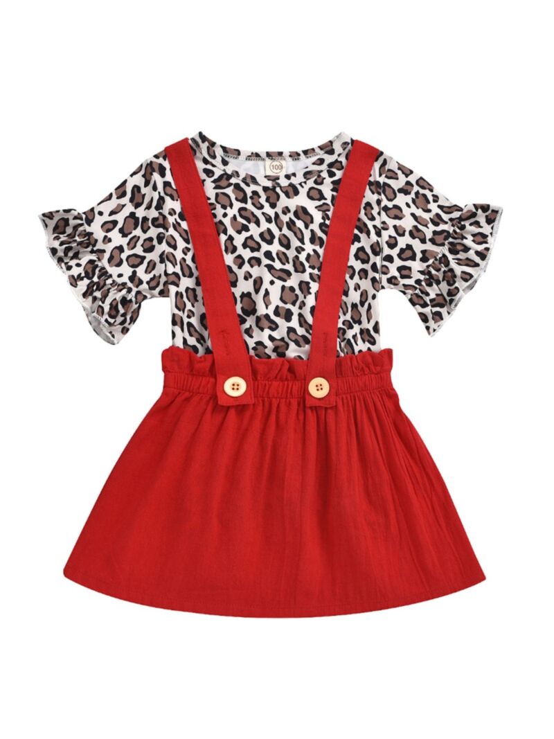 Wholesale 2Piece Toddler Girl Leopard Print Top and Re